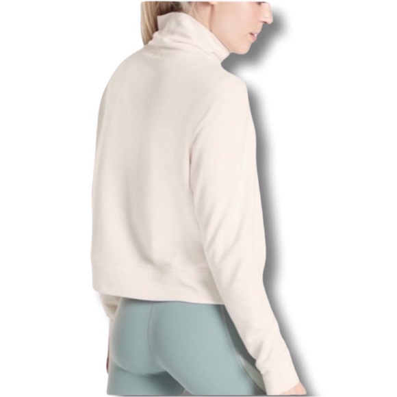EUC - Athleta Cropped Funnel Neck Sweatshirt in Nirvana White - Size Small - Picture 3 of 4